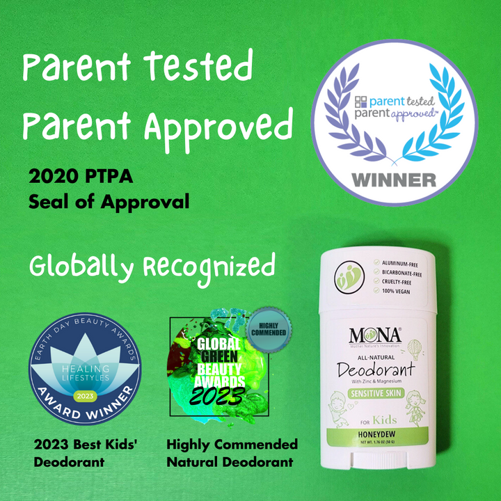 Parent Tested and Parent Approved Kids Deodorant. Highly Commended Natural Deodorant. 2023 Best Kids' Deodorant.