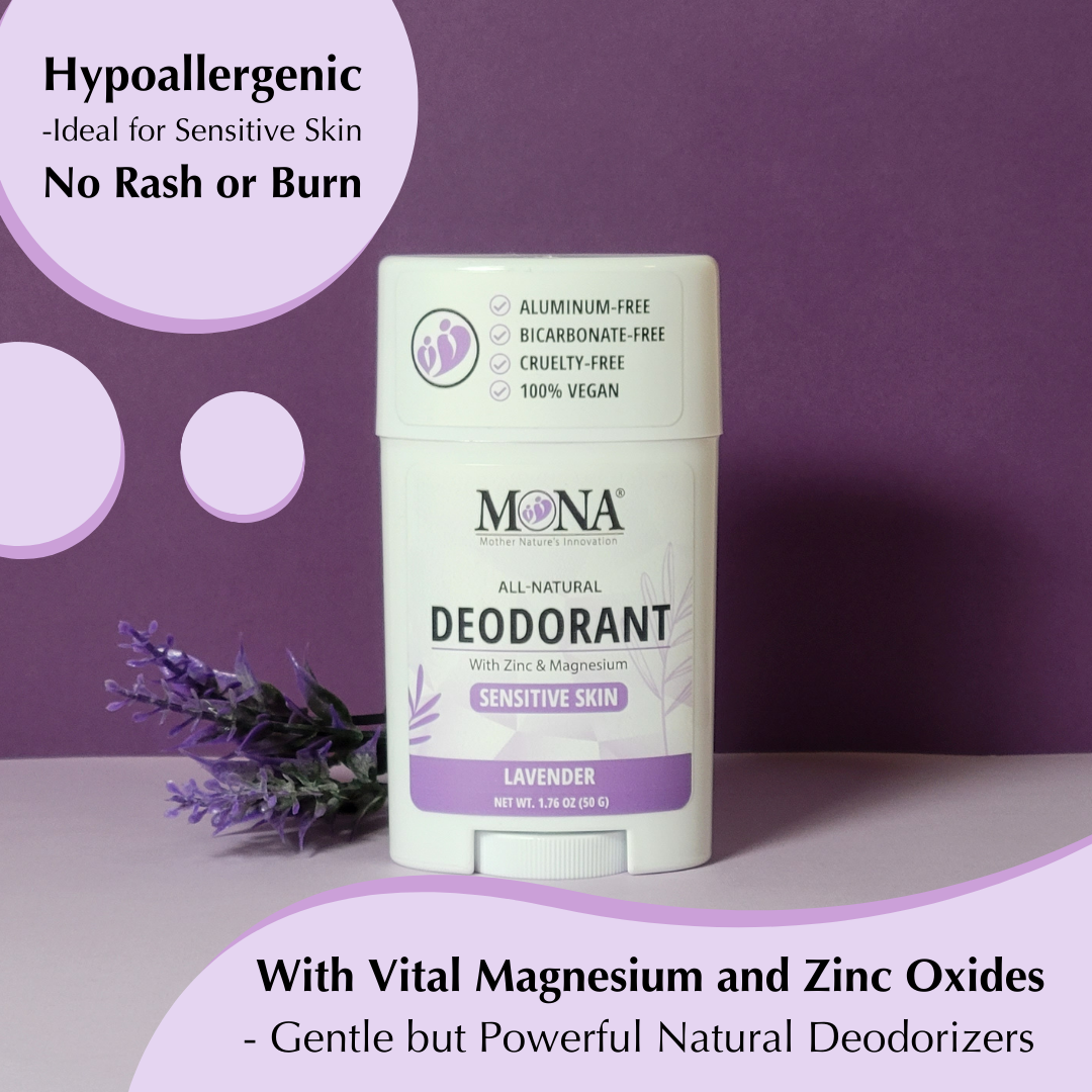 All natural hypoallergenic deodorant. Made with vital magnesium and zinc oxides.  