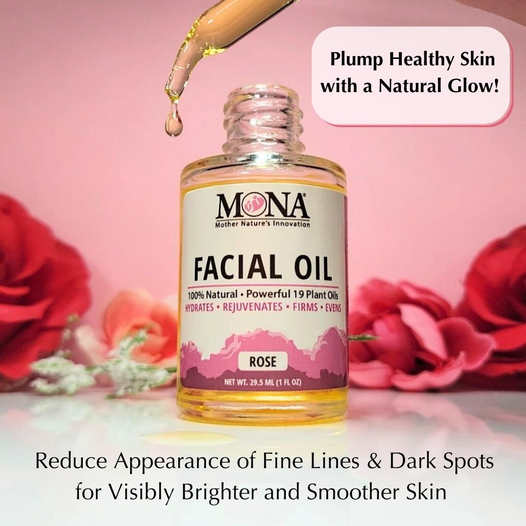 All natural facial oil. Helps create plump healthy skin with a natural glow. Reduces appearance of fine lines and dark spots for visibly brighter and smoother skin. 