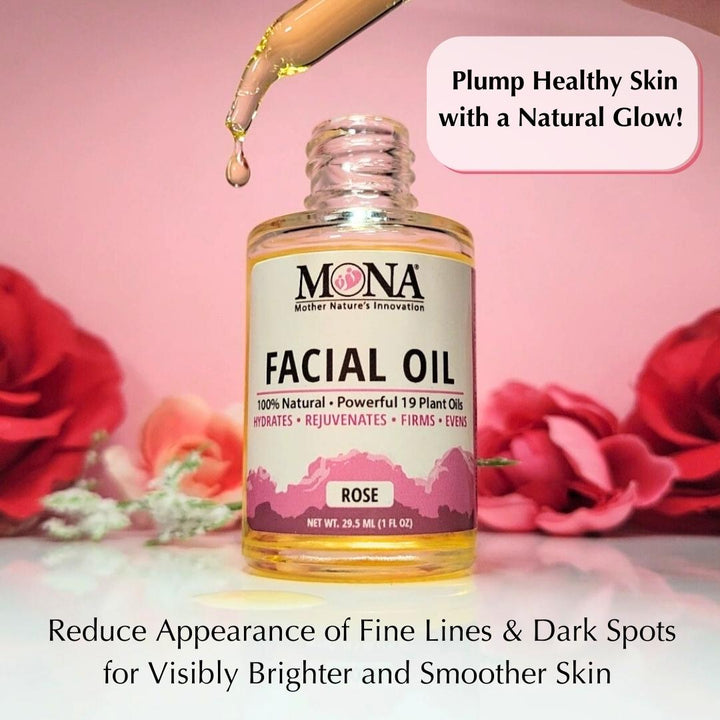 All natural facial oil. Helps create plump healthy skin with a natural glow. Reduces appearance of fine lines and dark spots for visibly brighter and smoother skin.
