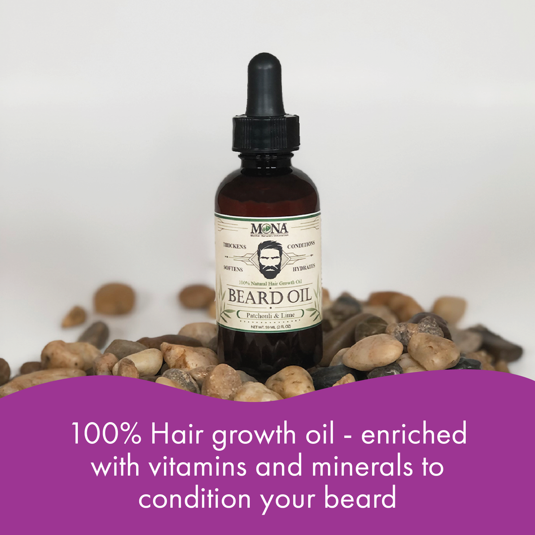100% Hair growth oil that is enriched with vitamins and minerals to condition your beard.