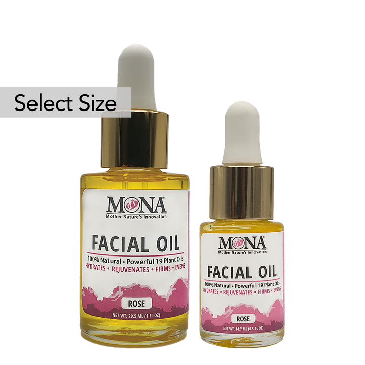 Select size all natural hydrating and rejuvenating facial oil.