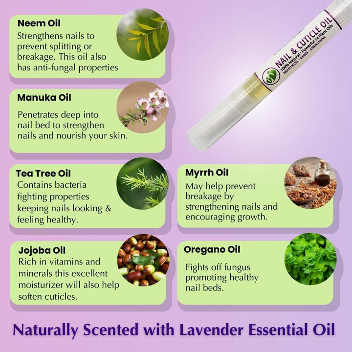 Nail and Cuticle Treatment Pen | Lavender | Strengthens & Shines (0.084 oz 2.5mL)