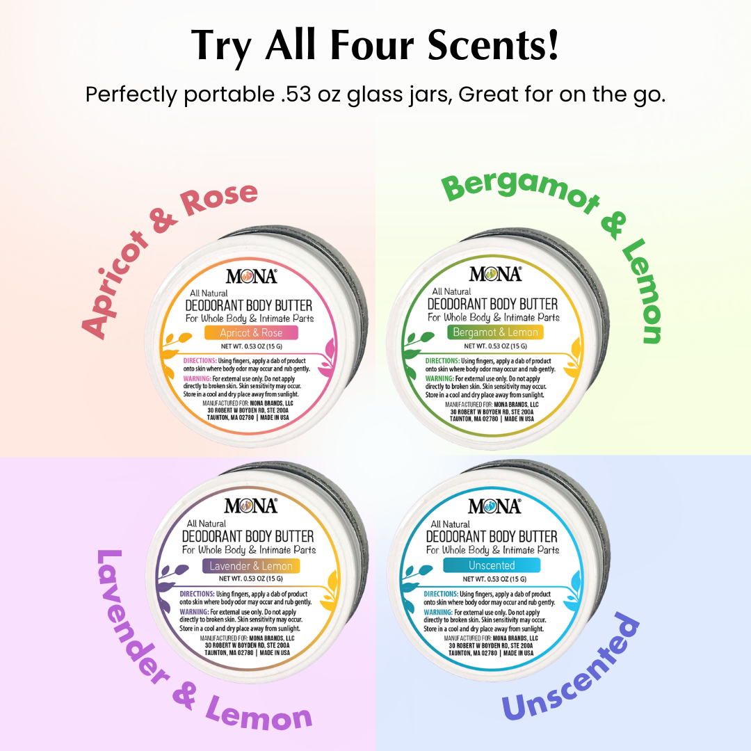 CUSTOM 4-PACK | Travel Size Deodorant Cream for Whole Body & Intimate Parts (0.53 oz each)