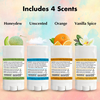 4-Pack COMBO Travel (0.53 oz each) | All Natural Deodorant for KIDS | Unisex for Girls and Boys | Kids, Pre-Teens, & Teens