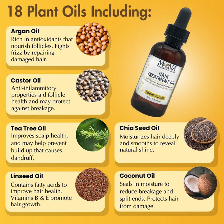All Natural Hair Treatment Oil (Jasmine & Lemon Scents)