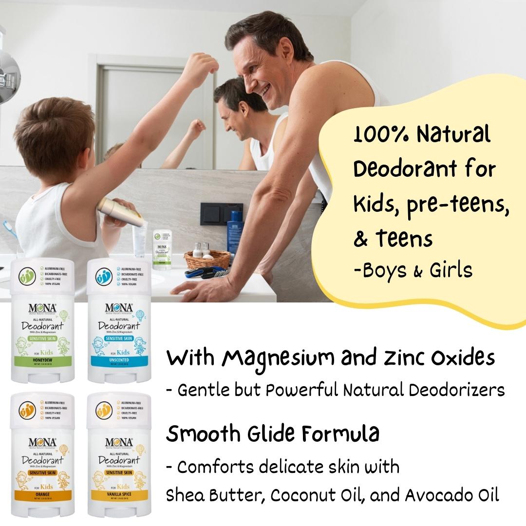 Natural Deodorant for Kids Girls Boys | 1.76 Oz