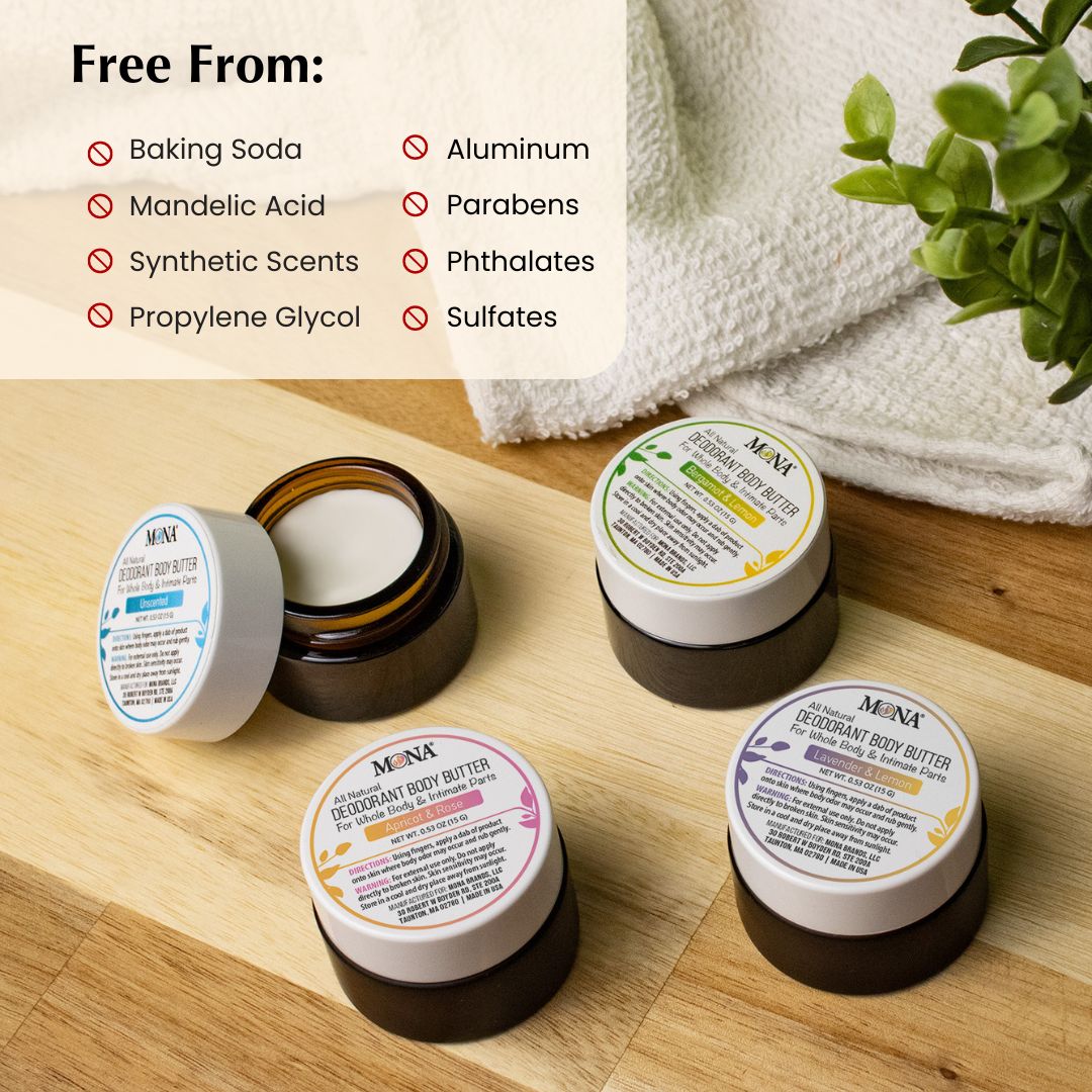 CUSTOM 4-PACK | Travel Size Deodorant Cream for Whole Body & Intimate Parts (0.53 oz each)