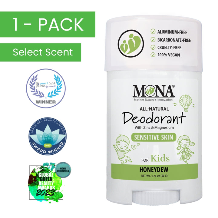 All Natural Kids deodorant, Aluminum free, Baking soda free, and Certified cruelty free. Pack of one Select Scent.