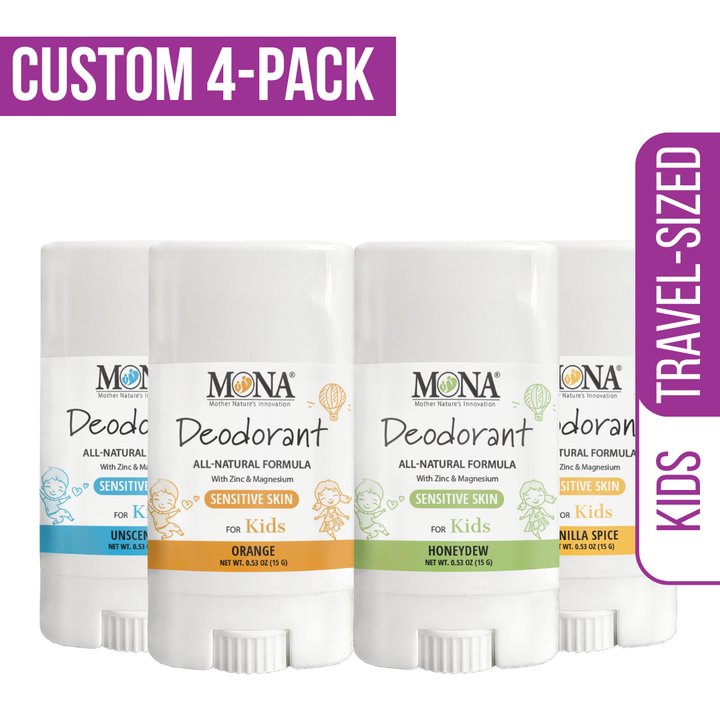 CUSTOM 4-PACK | Travel Size KIDS Deodorant (0.53 oz each)