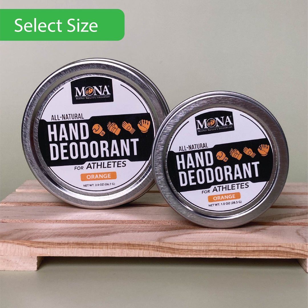 Hand deodorant for athletes by MONA. select size 1oz or 2oz orange scented