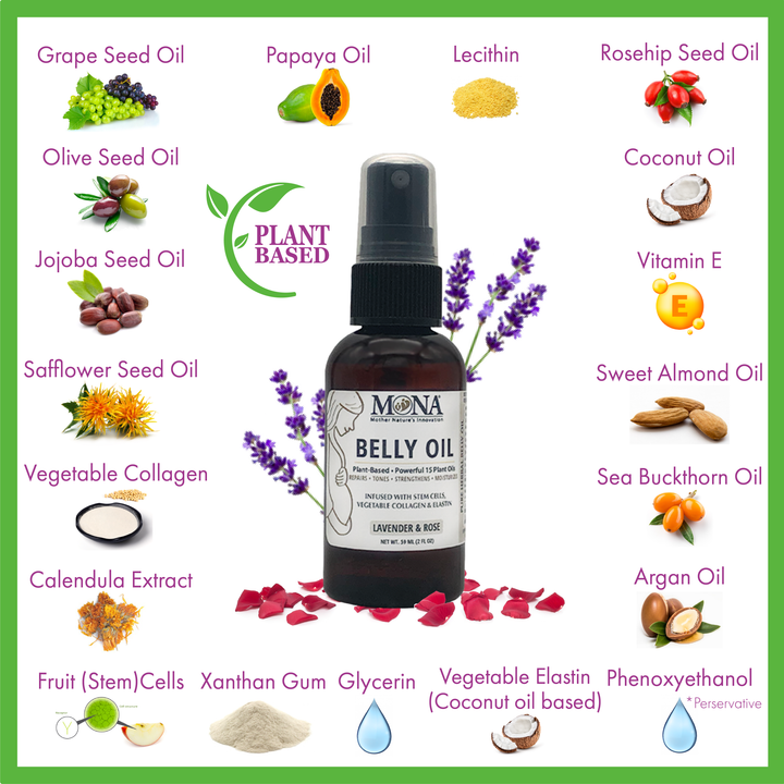 Natural Belly Oil (Lavender & Rose Scents) | 2.0 Oz